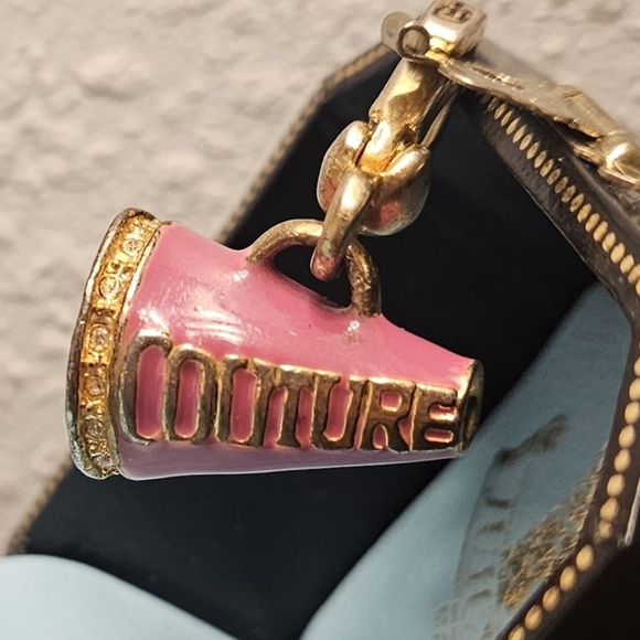 Juicy Couture Gold Pink Pave Cheerleader Megaphone Charm Bracelet Cheer Jewelry - Picture 8 of 14